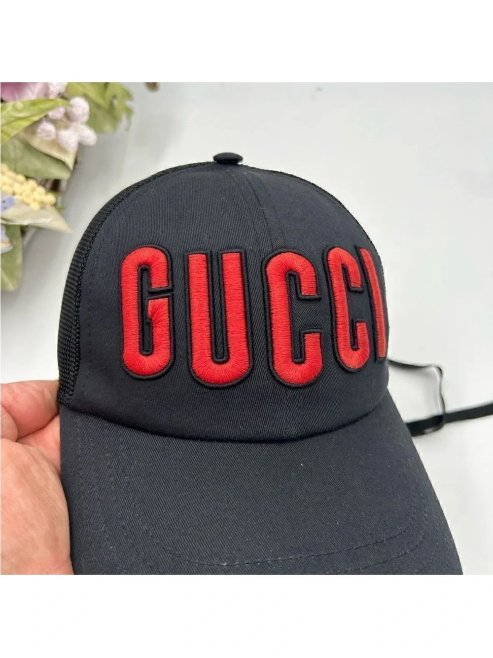 Unisex Gucci embroidered baseball calf size extra small adjustable made in Italy